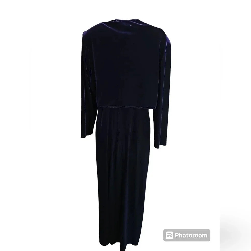 Onyx Nite Women 16 2pc Velvet Maxi Dress Purple Shrug Set Statement Whimsigoth - Picture 4 of 12